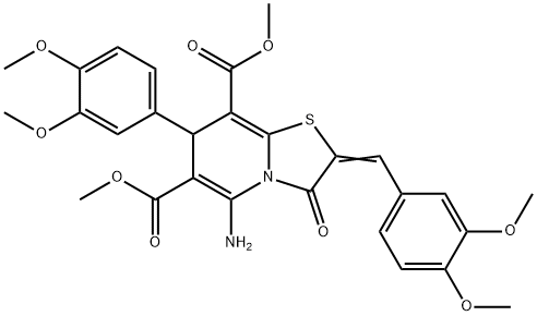 dimethyl 5-amino-2-(3,4-dimethoxybenzylidene)-7-(3,4-dimethoxyphenyl)-3-oxo-2,3-dihydro-7H-[1,3]thiazolo[3,2-a]pyridine-6,8-dicarboxylate 구조식 이미지