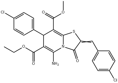 6-ethyl 8-methyl 5-amino-2-(4-chlorobenzylidene)-7-(4-chlorophenyl)-3-oxo-2,3-dihydro-7H-[1,3]thiazolo[3,2-a]pyridine-6,8-dicarboxylate Structure