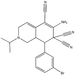 6-amino-8-(3-bromophenyl)-2-isopropyl-2,3,8,8a-tetrahydro-5,7,7(1H)-isoquinolinetricarbonitrile 구조식 이미지