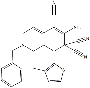 6-amino-2-benzyl-8-(3-methyl-2-thienyl)-2,3,8,8a-tetrahydro-5,7,7(1H)-isoquinolinetricarbonitrile Structure