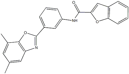 N-[3-(5,7-dimethyl-1,3-benzoxazol-2-yl)phenyl]-1-benzofuran-2-carboxamide 구조식 이미지