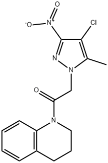 1-({4-chloro-3-nitro-5-methyl-1H-pyrazol-1-yl}acetyl)-1,2,3,4-tetrahydroquinoline Structure