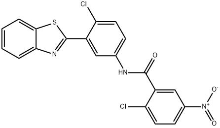 N-[3-(1,3-benzothiazol-2-yl)-4-chlorophenyl]-2-chloro-5-nitrobenzamide 구조식 이미지