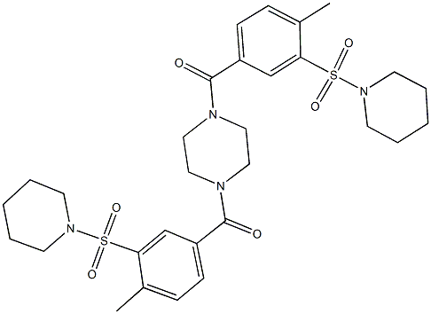 1,4-bis[4-methyl-3-(1-piperidinylsulfonyl)benzoyl]piperazine 구조식 이미지