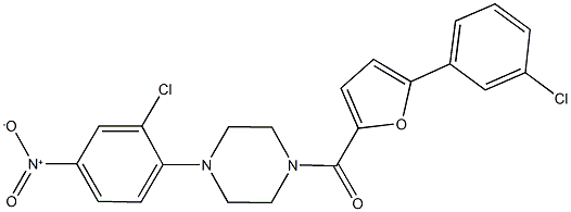 1-{2-chloro-4-nitrophenyl}-4-[5-(3-chlorophenyl)-2-furoyl]piperazine 구조식 이미지
