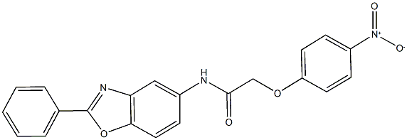 2-{4-nitrophenoxy}-N-(2-phenyl-1,3-benzoxazol-5-yl)acetamide 구조식 이미지