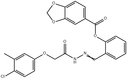 2-{2-[(4-chloro-3-methylphenoxy)acetyl]carbohydrazonoyl}phenyl 1,3-benzodioxole-5-carboxylate Structure