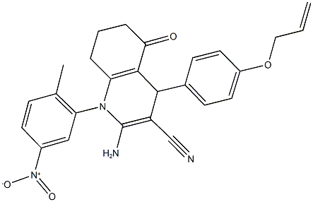 4-[4-(allyloxy)phenyl]-2-amino-1-{5-nitro-2-methylphenyl}-5-oxo-1,4,5,6,7,8-hexahydro-3-quinolinecarbonitrile 구조식 이미지