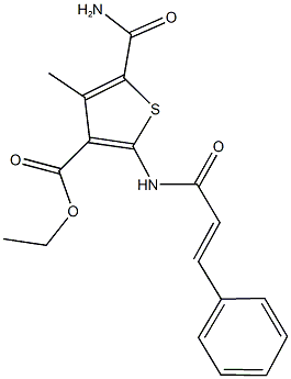 ethyl 5-(aminocarbonyl)-2-(cinnamoylamino)-4-methyl-3-thiophenecarboxylate Structure