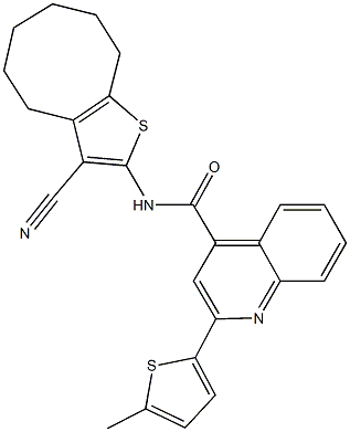 N-(3-cyano-4,5,6,7,8,9-hexahydrocycloocta[b]thien-2-yl)-2-(5-methyl-2-thienyl)-4-quinolinecarboxamide Structure