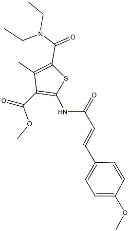 methyl 5-[(diethylamino)carbonyl]-2-{[3-(4-methoxyphenyl)acryloyl]amino}-4-methyl-3-thiophenecarboxylate 구조식 이미지