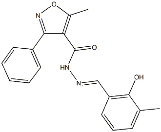 N'-(2-hydroxy-3-methylbenzylidene)-5-methyl-3-phenyl-4-isoxazolecarbohydrazide 구조식 이미지