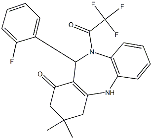 11-(2-fluorophenyl)-3,3-dimethyl-10-(trifluoroacetyl)-2,3,4,5,10,11-hexahydro-1H-dibenzo[b,e][1,4]diazepin-1-one Structure