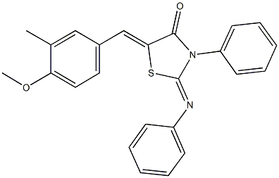 5-(4-methoxy-3-methylbenzylidene)-3-phenyl-2-(phenylimino)-1,3-thiazolidin-4-one 구조식 이미지