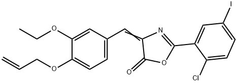 4-[4-(allyloxy)-3-ethoxybenzylidene]-2-(2-chloro-5-iodophenyl)-1,3-oxazol-5(4H)-one 구조식 이미지