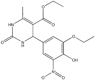 ethyl 4-{3-ethoxy-4-hydroxy-5-nitrophenyl}-6-methyl-2-oxo-1,2,3,4-tetrahydro-5-pyrimidinecarboxylate Structure