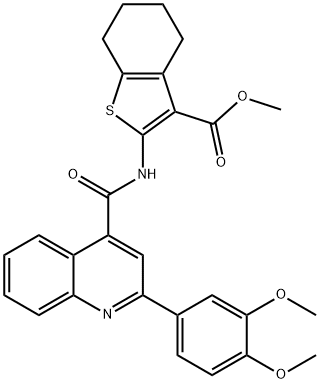 methyl 2-({[2-(3,4-dimethoxyphenyl)-4-quinolinyl]carbonyl}amino)-4,5,6,7-tetrahydro-1-benzothiophene-3-carboxylate 구조식 이미지