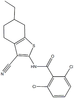 2,6-dichloro-N-(3-cyano-6-ethyl-4,5,6,7-tetrahydro-1-benzothien-2-yl)benzamide 구조식 이미지