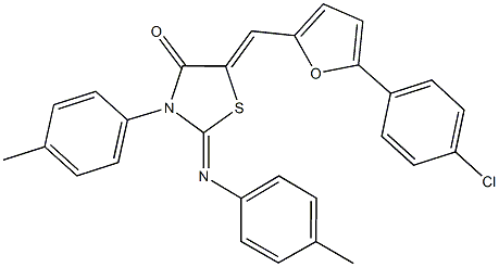 5-{[5-(4-chlorophenyl)-2-furyl]methylene}-3-(4-methylphenyl)-2-[(4-methylphenyl)imino]-1,3-thiazolidin-4-one Structure