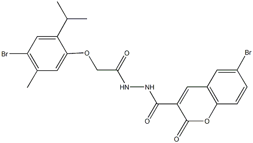 6-bromo-N'-[(4-bromo-2-isopropyl-5-methylphenoxy)acetyl]-2-oxo-2H-chromene-3-carbohydrazide Structure