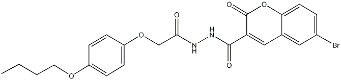 6-bromo-N'-[(4-butoxyphenoxy)acetyl]-2-oxo-2H-chromene-3-carbohydrazide 구조식 이미지