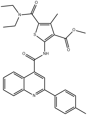 methyl 5-[(diethylamino)carbonyl]-4-methyl-2-({[2-(4-methylphenyl)-4-quinolinyl]carbonyl}amino)-3-thiophenecarboxylate 구조식 이미지