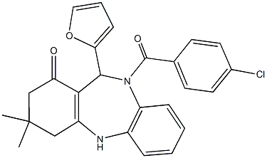 10-(4-chlorobenzoyl)-11-(2-furyl)-3,3-dimethyl-2,3,4,5,10,11-hexahydro-1H-dibenzo[b,e][1,4]diazepin-1-one Structure