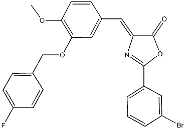 2-(3-bromophenyl)-4-{3-[(4-fluorobenzyl)oxy]-4-methoxybenzylidene}-1,3-oxazol-5(4H)-one Structure