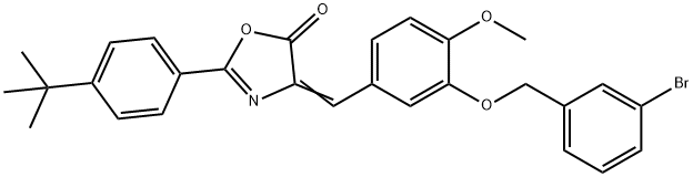 4-{3-[(3-bromobenzyl)oxy]-4-methoxybenzylidene}-2-(4-tert-butylphenyl)-1,3-oxazol-5(4H)-one 구조식 이미지