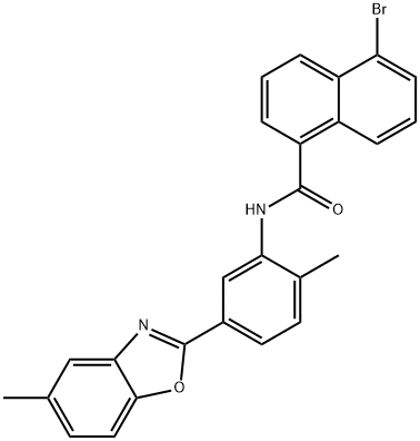 5-bromo-N-[2-methyl-5-(5-methyl-1,3-benzoxazol-2-yl)phenyl]-1-naphthamide 구조식 이미지