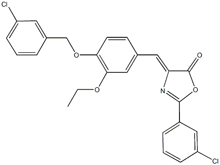 4-{4-[(3-chlorobenzyl)oxy]-3-ethoxybenzylidene}-2-(3-chlorophenyl)-1,3-oxazol-5(4H)-one Structure