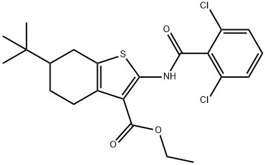 ethyl 6-tert-butyl-2-[(2,6-dichlorobenzoyl)amino]-4,5,6,7-tetrahydro-1-benzothiophene-3-carboxylate 구조식 이미지