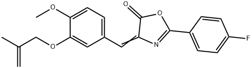 2-(4-fluorophenyl)-4-{4-methoxy-3-[(2-methyl-2-propenyl)oxy]benzylidene}-1,3-oxazol-5(4H)-one 구조식 이미지