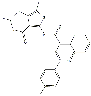 isopropyl 2-({[2-(4-ethylphenyl)-4-quinolinyl]carbonyl}amino)-4,5-dimethyl-3-thiophenecarboxylate Structure