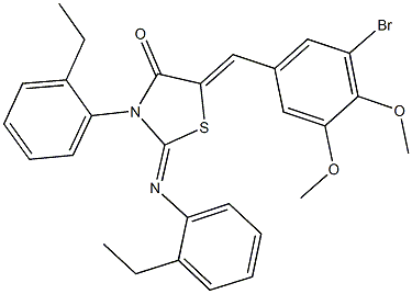 5-(3-bromo-4,5-dimethoxybenzylidene)-3-(2-ethylphenyl)-2-[(2-ethylphenyl)imino]-1,3-thiazolidin-4-one 구조식 이미지