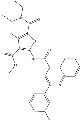 methyl 5-[(diethylamino)carbonyl]-4-methyl-2-({[2-(3-methylphenyl)-4-quinolinyl]carbonyl}amino)-3-thiophenecarboxylate 구조식 이미지