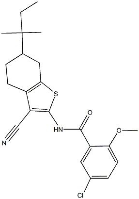 5-chloro-N-(3-cyano-6-tert-pentyl-4,5,6,7-tetrahydro-1-benzothien-2-yl)-2-methoxybenzamide Structure