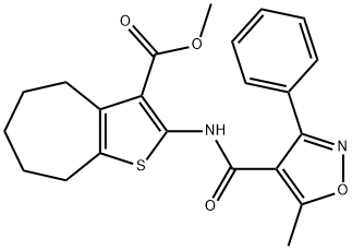 methyl 2-{[(5-methyl-3-phenyl-4-isoxazolyl)carbonyl]amino}-5,6,7,8-tetrahydro-4H-cyclohepta[b]thiophene-3-carboxylate Structure