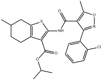 isopropyl 2-({[3-(2-chlorophenyl)-5-methyl-4-isoxazolyl]carbonyl}amino)-6-methyl-4,5,6,7-tetrahydro-1-benzothiophene-3-carboxylate 구조식 이미지