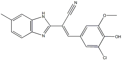 3-(3-chloro-4-hydroxy-5-methoxyphenyl)-2-(6-methyl-1H-benzimidazol-2-yl)acrylonitrile Structure