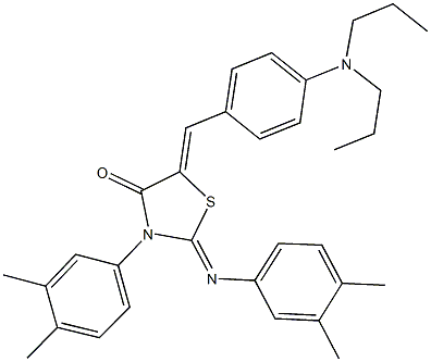 3-(3,4-dimethylphenyl)-2-[(3,4-dimethylphenyl)imino]-5-[4-(dipropylamino)benzylidene]-1,3-thiazolidin-4-one 구조식 이미지
