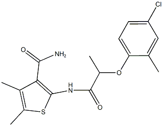 2-{[2-(4-chloro-2-methylphenoxy)propanoyl]amino}-4,5-dimethyl-3-thiophenecarboxamide 구조식 이미지