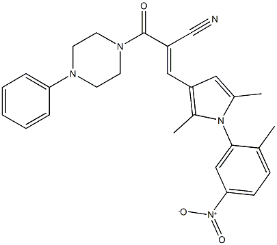 3-(1-{5-nitro-2-methylphenyl}-2,5-dimethyl-1H-pyrrol-3-yl)-2-[(4-phenyl-1-piperazinyl)carbonyl]acrylonitrile Structure