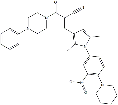 3-{1-[3-nitro-4-(1-piperidinyl)phenyl]-2,5-dimethyl-1H-pyrrol-3-yl}-2-[(4-phenyl-1-piperazinyl)carbonyl]acrylonitrile Structure