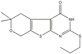 6,6-dimethyl-2-(propylsulfanyl)-3,5,6,8-tetrahydro-4H-pyrano[4',3':4,5]thieno[2,3-d]pyrimidin-4-one Structure
