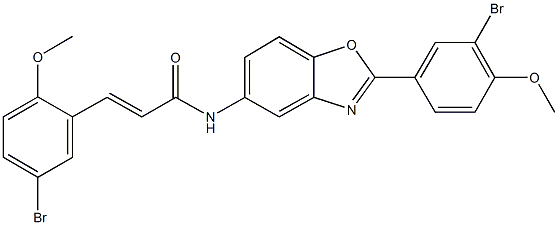 3-(5-bromo-2-methoxyphenyl)-N-[2-(3-bromo-4-methoxyphenyl)-1,3-benzoxazol-5-yl]acrylamide Structure