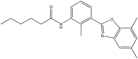 N-[3-(5,7-dimethyl-1,3-benzoxazol-2-yl)-2-methylphenyl]hexanamide 구조식 이미지