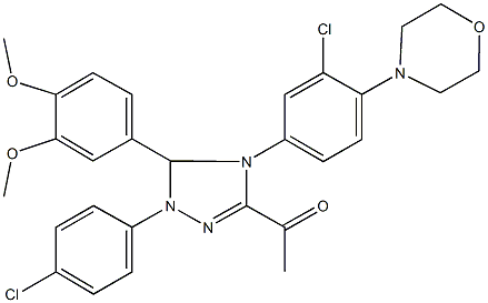 1-[4-[3-chloro-4-(4-morpholinyl)phenyl]-1-(4-chlorophenyl)-5-(3,4-dimethoxyphenyl)-4,5-dihydro-1H-1,2,4-triazol-3-yl]ethanone 구조식 이미지