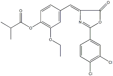 4-[(2-(3,4-dichlorophenyl)-5-oxo-1,3-oxazol-4(5H)-ylidene)methyl]-2-ethoxyphenyl 2-methylpropanoate 구조식 이미지