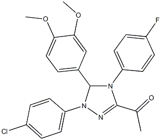 1-[1-(4-chlorophenyl)-5-(3,4-dimethoxyphenyl)-4-(4-fluorophenyl)-4,5-dihydro-1H-1,2,4-triazol-3-yl]ethanone 구조식 이미지